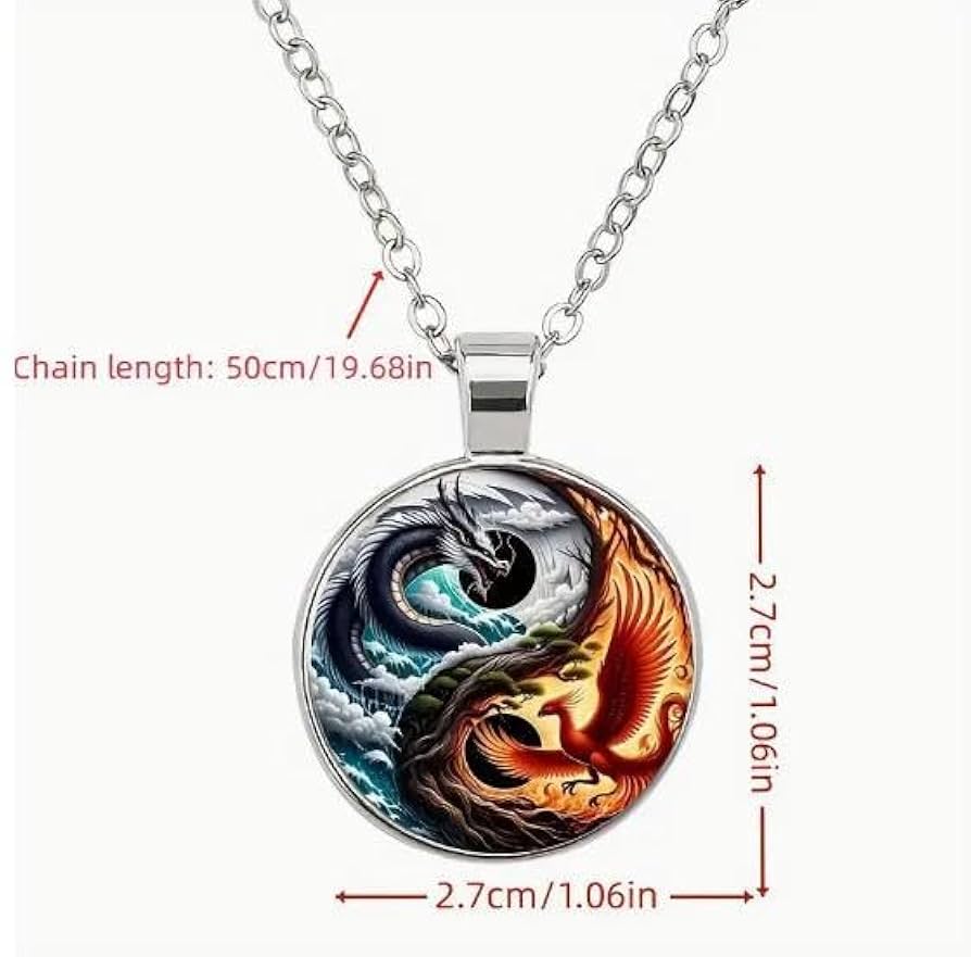 Amazon.co.jp: 龍 ドラゴン 鳳凰 フェニックス 太極図 陰陽図